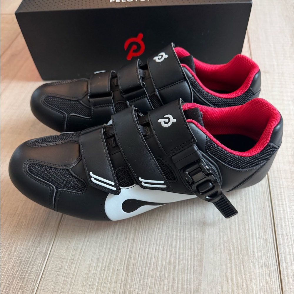 BRAND NEW: Peloton Black and Red Athletic Shoes with Velcro Closure